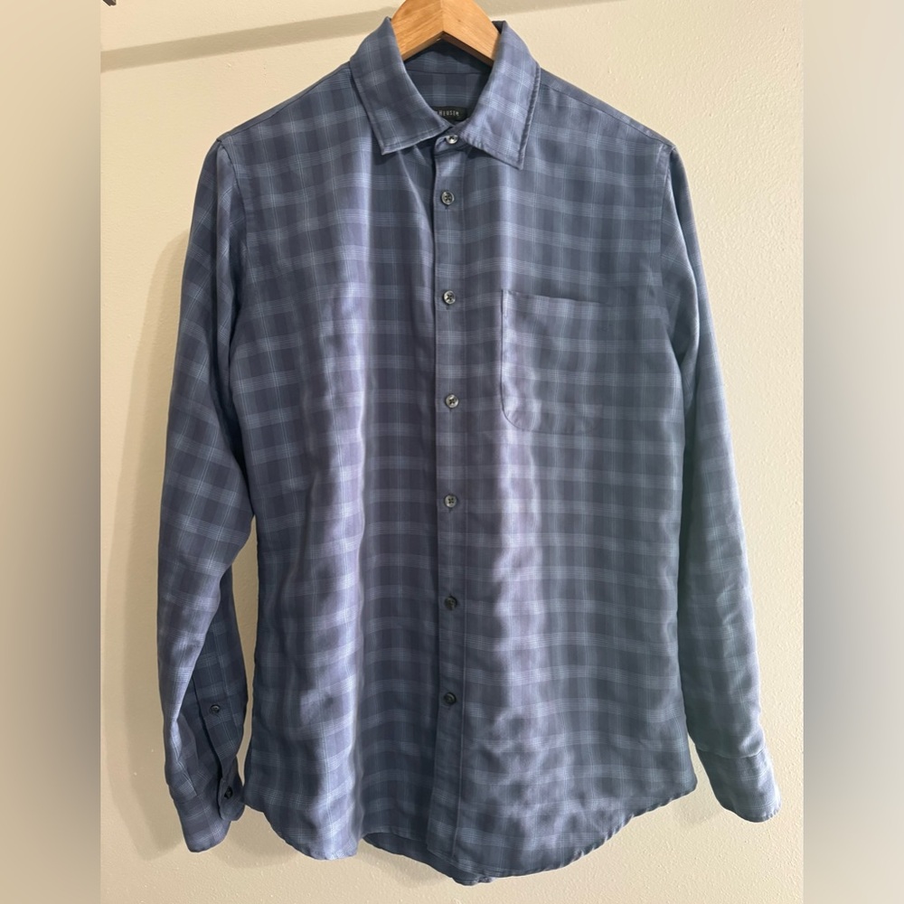 Van Heusen Blue Plaid Button Down Shirt